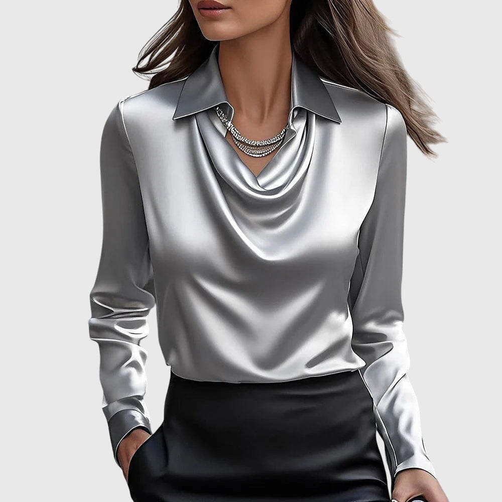 Women's Blouse with a Draped Collar