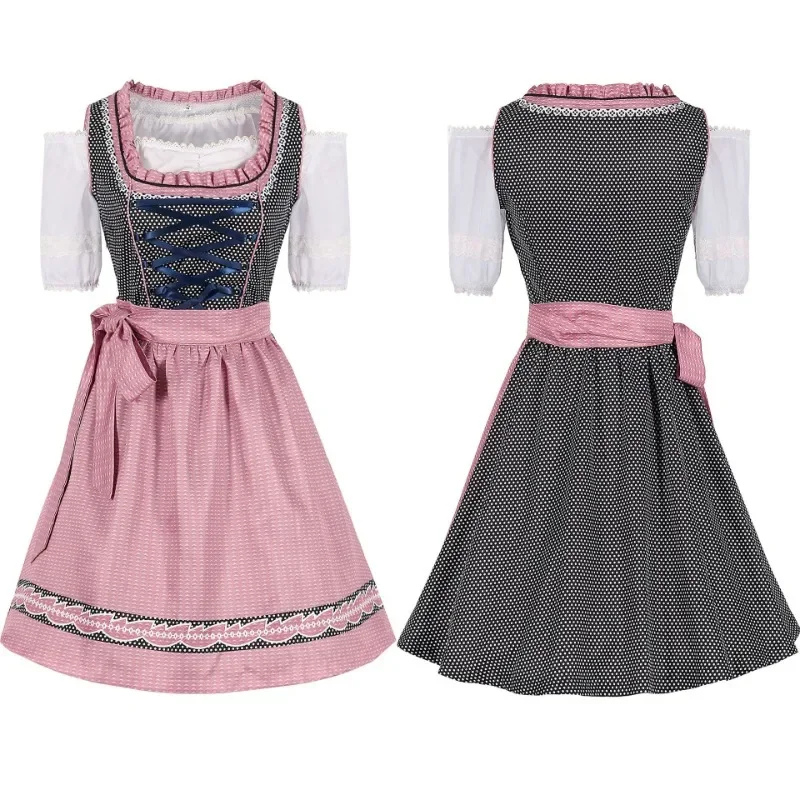 Sukienka Dirndl Oktoberfest z Koronkową Lamówką Midi