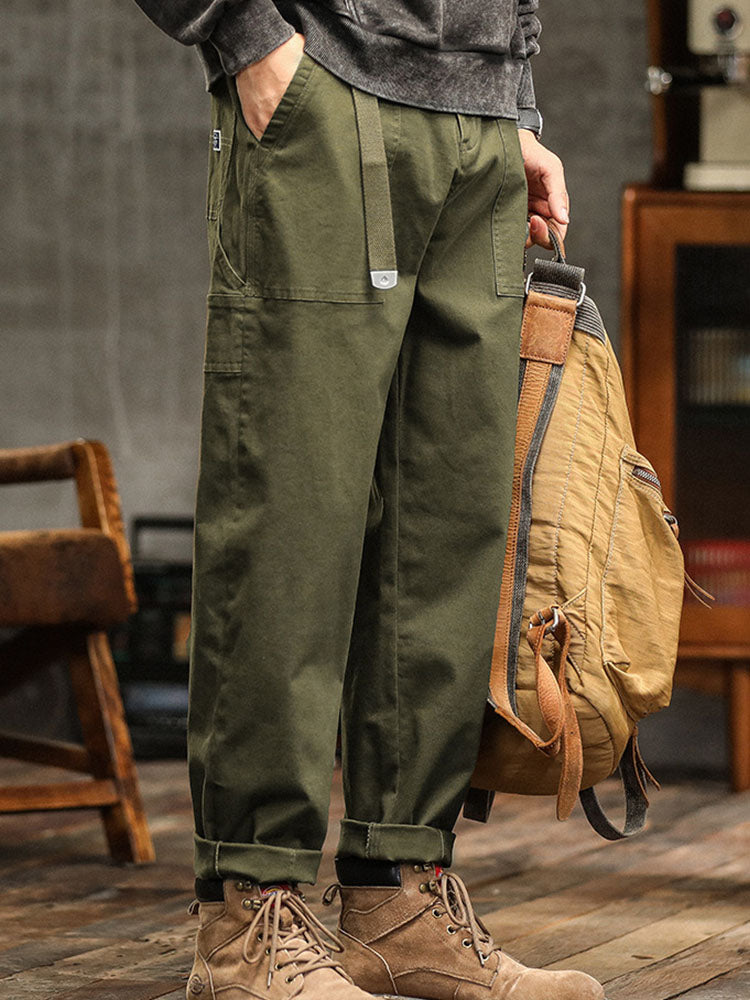 Loose Straight Trousers with Pockets and Seams