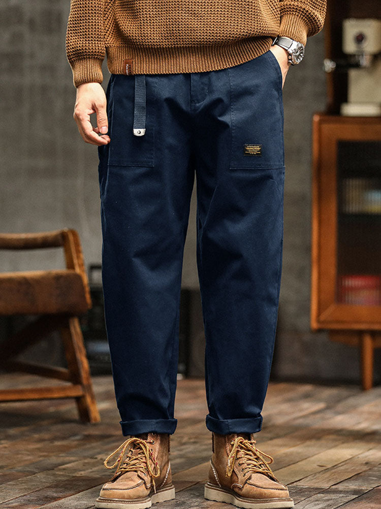 Loose Straight Trousers with Pockets and Seams