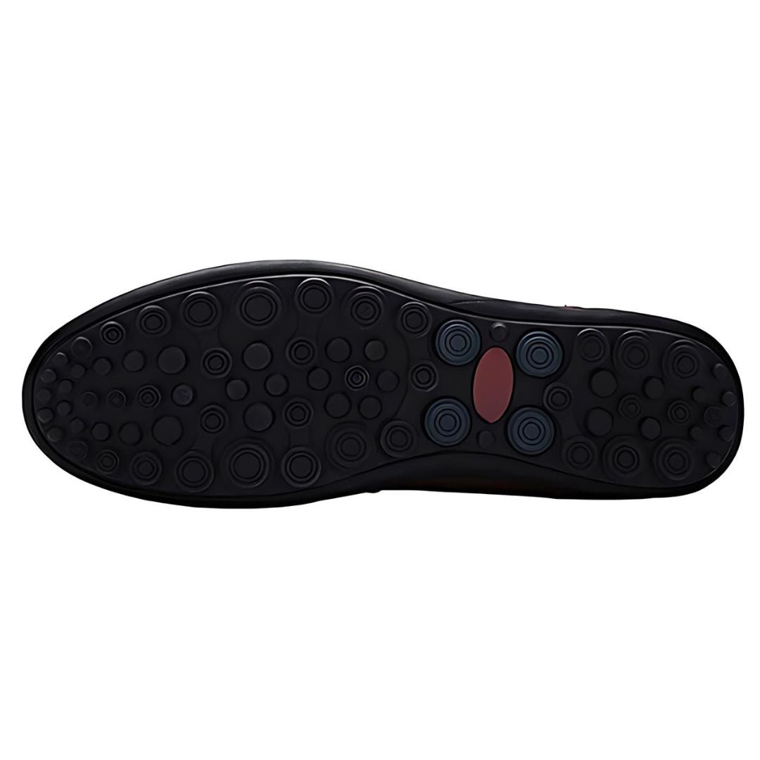 Perforated stitched panel low-profile flat loafers