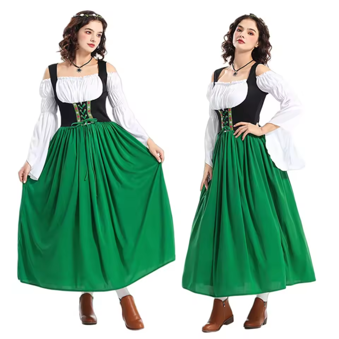 Bawarska Sukienka Dirndl z Odkrytymi Ramionami