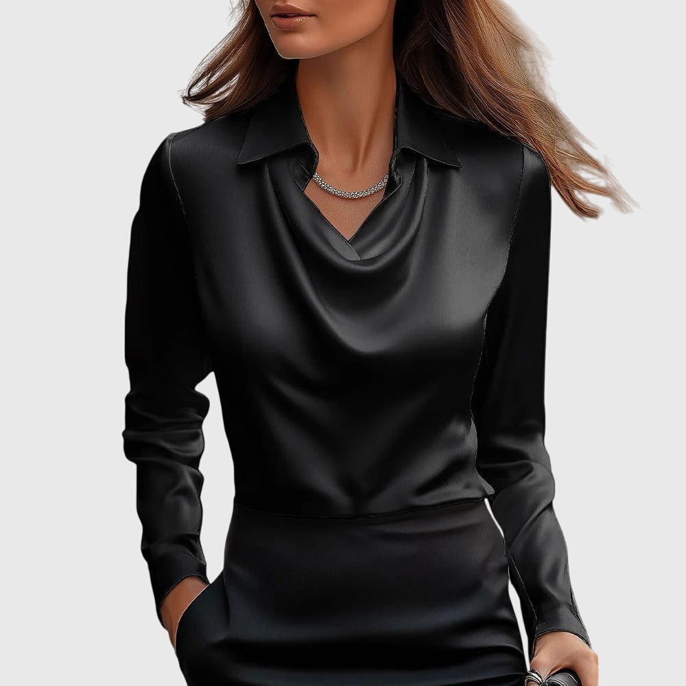 Women's Blouse with a Draped Collar