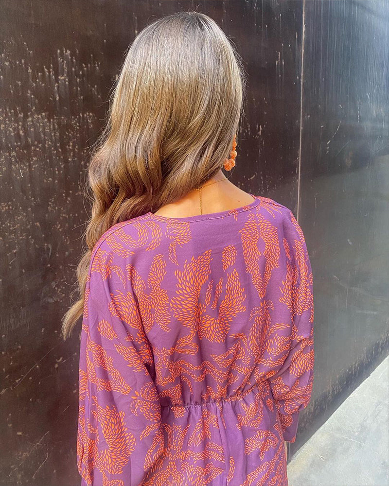 Midi Dress with a Knot and V-Neck