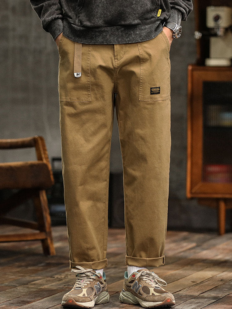 Loose Straight Trousers with Pockets and Seams