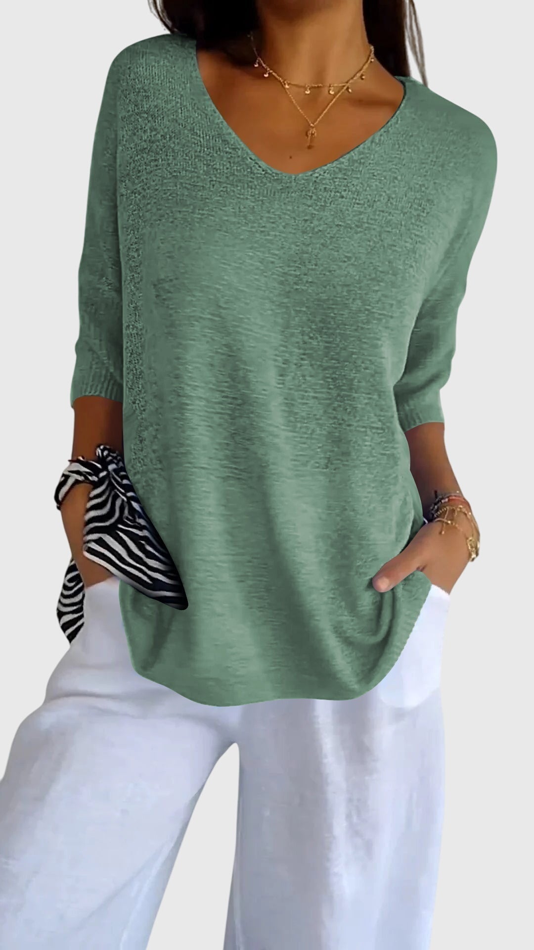 Oversized Three-Quarter-Sleeve Blouse