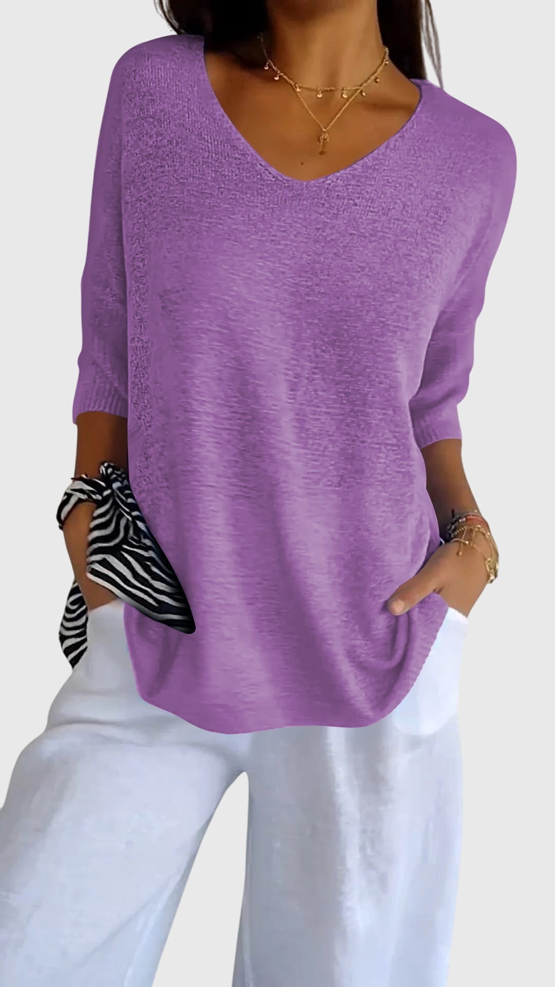 Oversized Three-Quarter-Sleeve Blouse