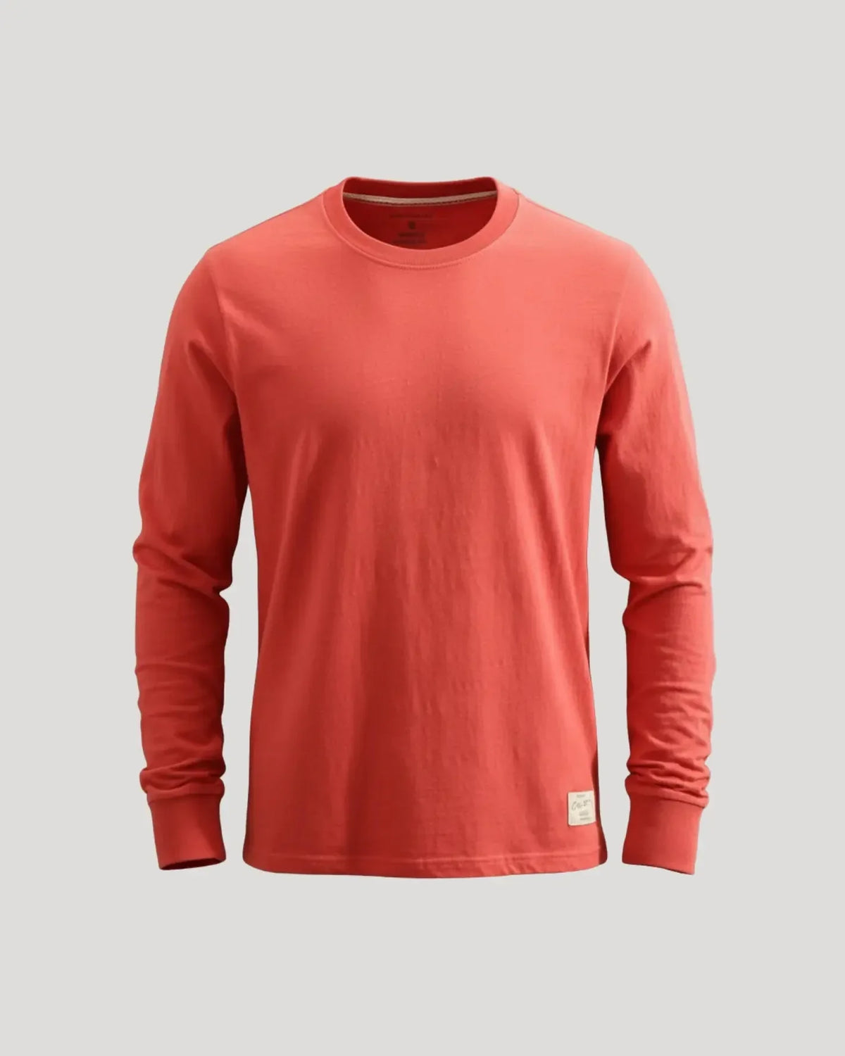 Round-Neck Long-Sleeve Shirt with Cuffs