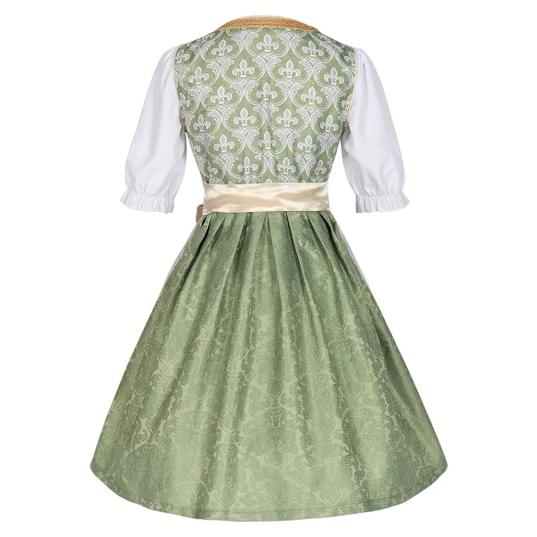 Sukienka Dirndl ze Sznurowaniem i Bufiastym Rękawem