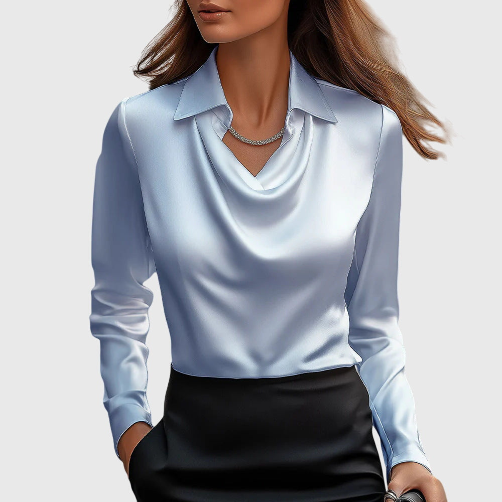 Women's Blouse with a Draped Collar