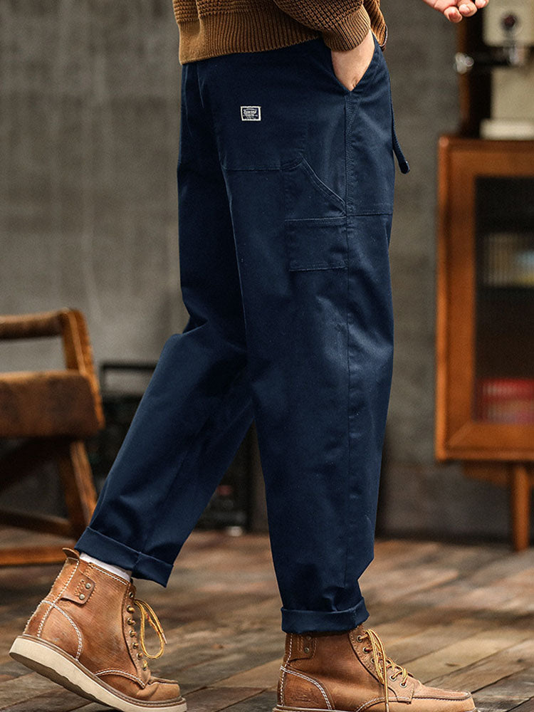 Loose Straight Trousers with Pockets and Seams