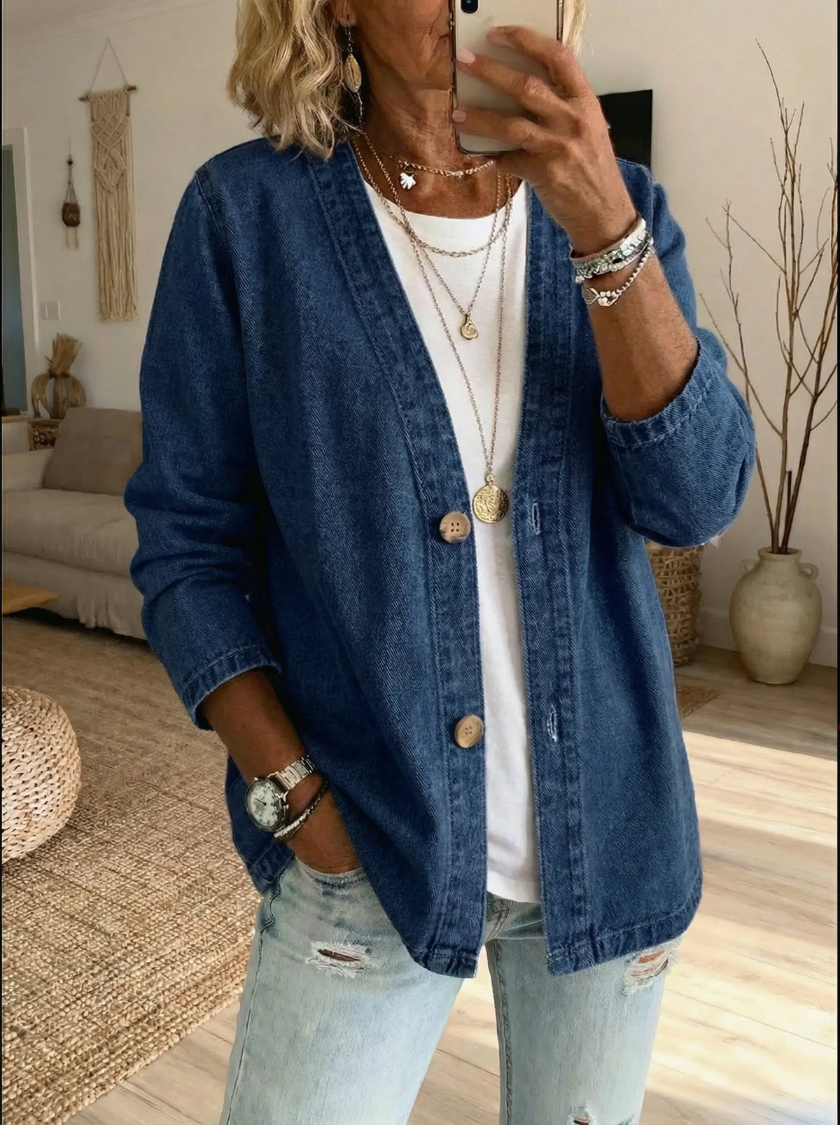 Textured cardigan with buttons and dropped sleeves