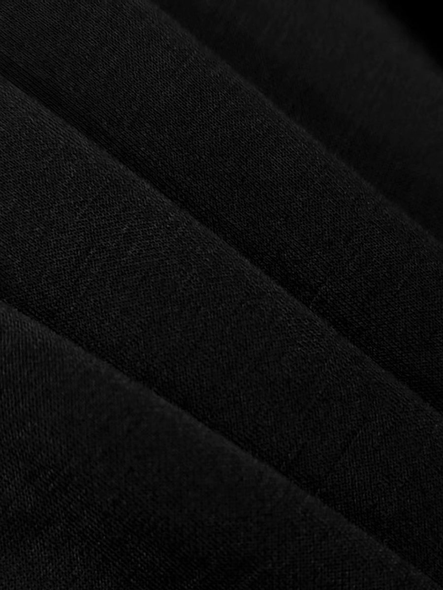 Sukienka z Mock Neck, Bufiastymi Rękawami i Rozcięciem