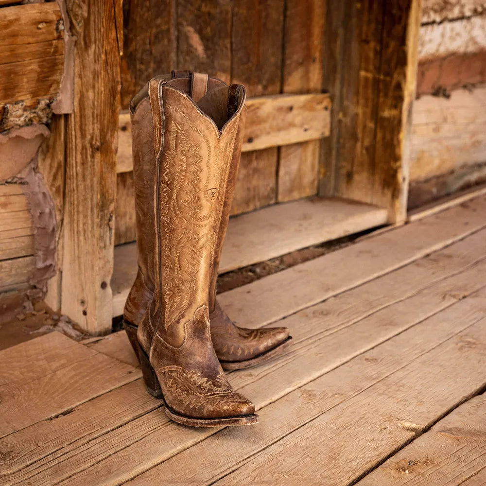 Patterned zip-up stacked pointed-toe tall boots