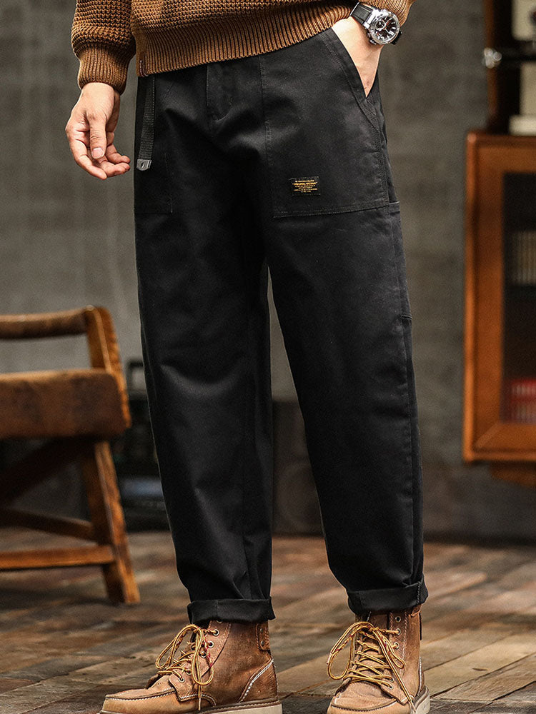 Loose Straight Trousers with Pockets and Seams