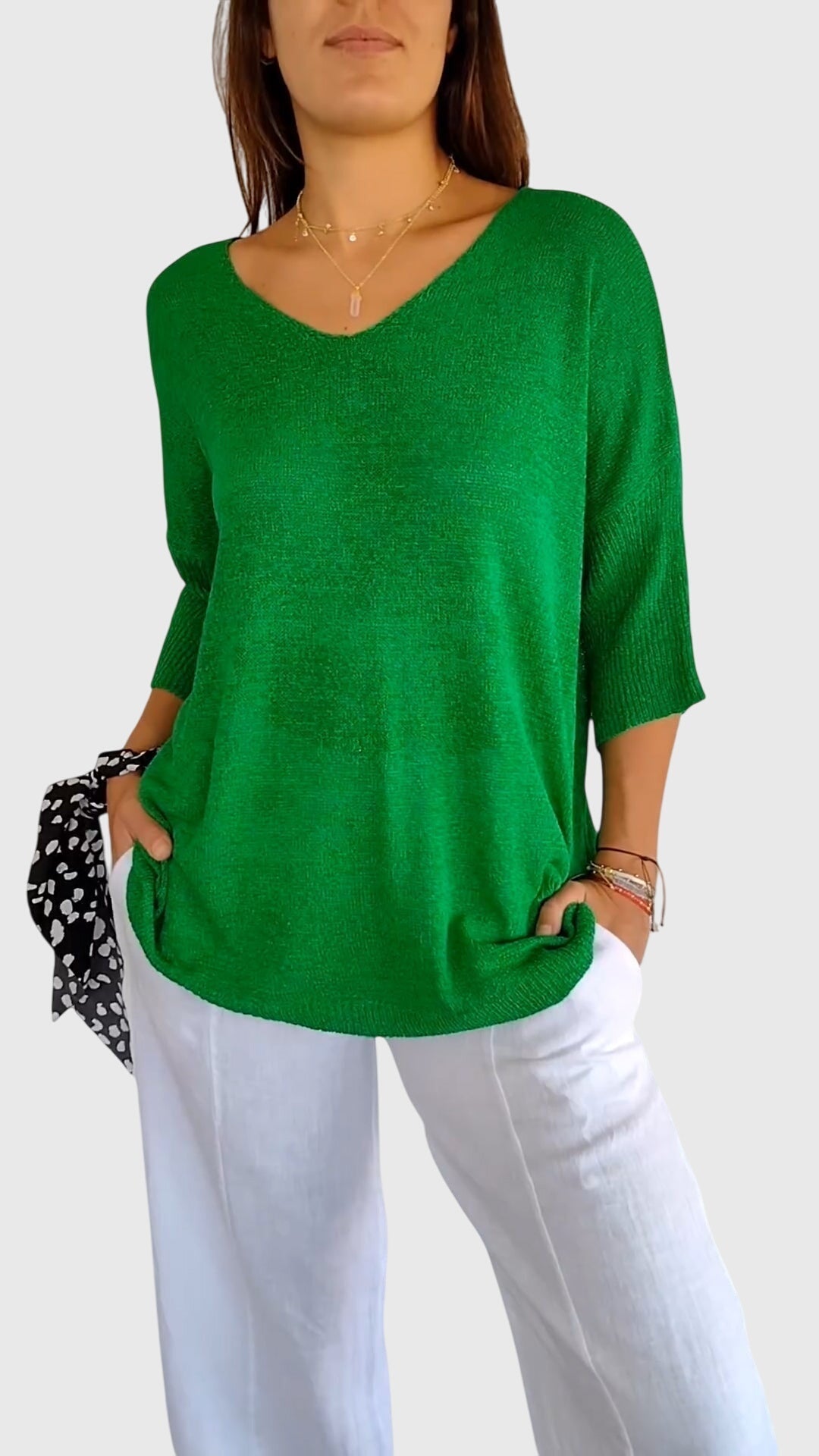 Oversized Three-Quarter-Sleeve Blouse