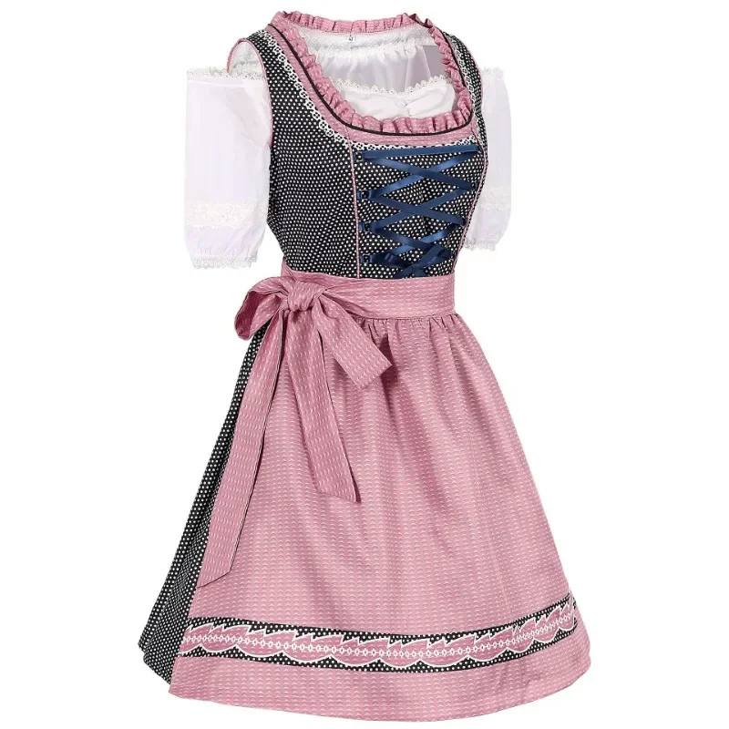 Sukienka Dirndl Oktoberfest z Koronkową Lamówką Midi