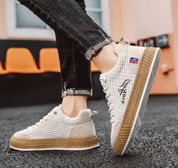 Sznurowane Sneakersy Męskie na Grubej Podeszwie