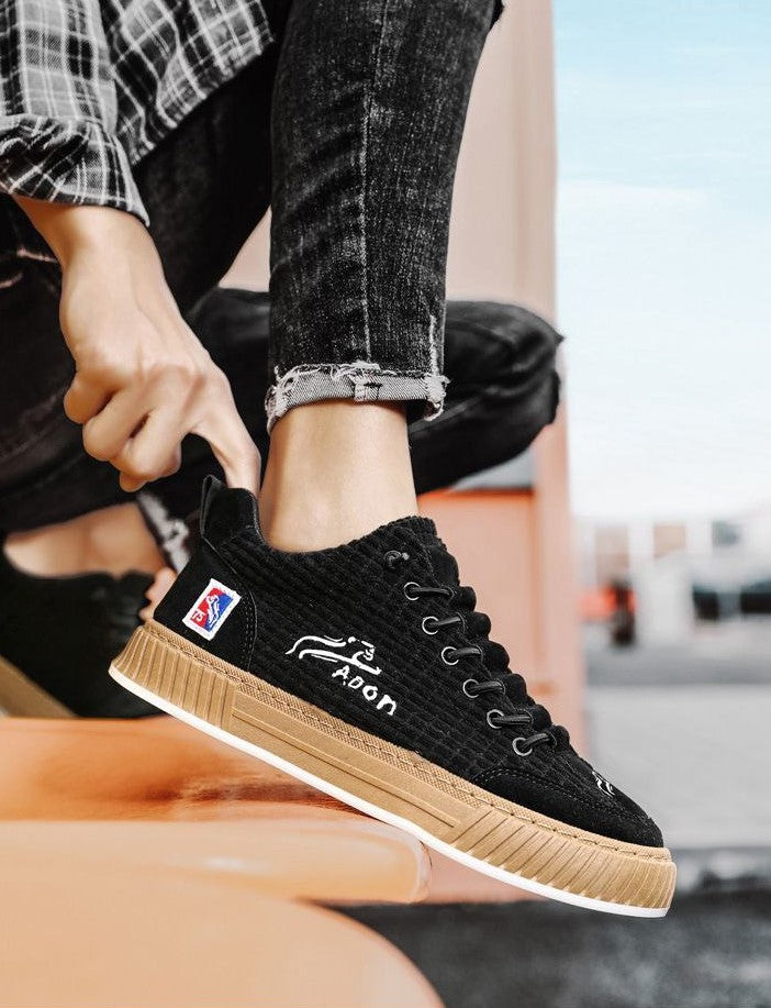 Sznurowane Sneakersy Męskie na Grubej Podeszwie
