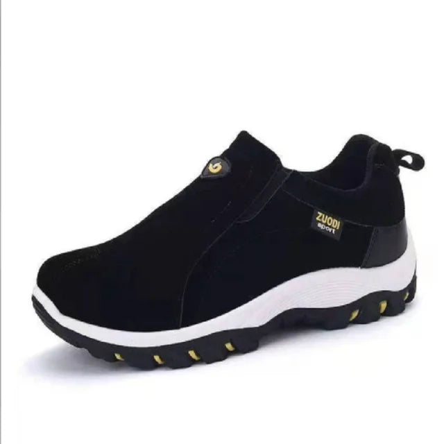 Slip-on shoes with panels and elastic inserts