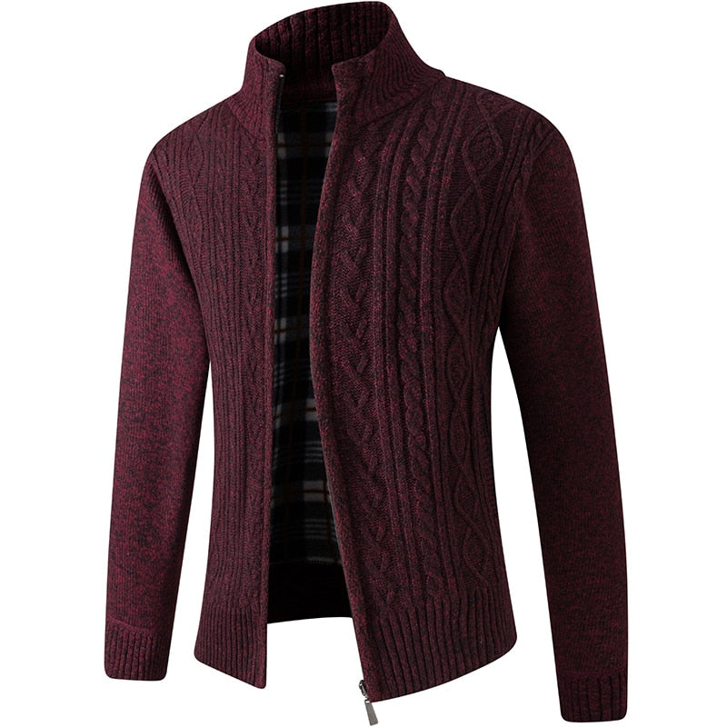 Textured collared zip-up jacket with pockets and a ribbed finish