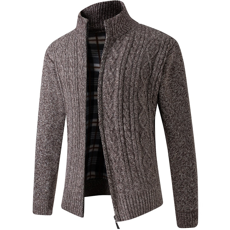 Textured collared zip-up jacket with pockets and a ribbed finish