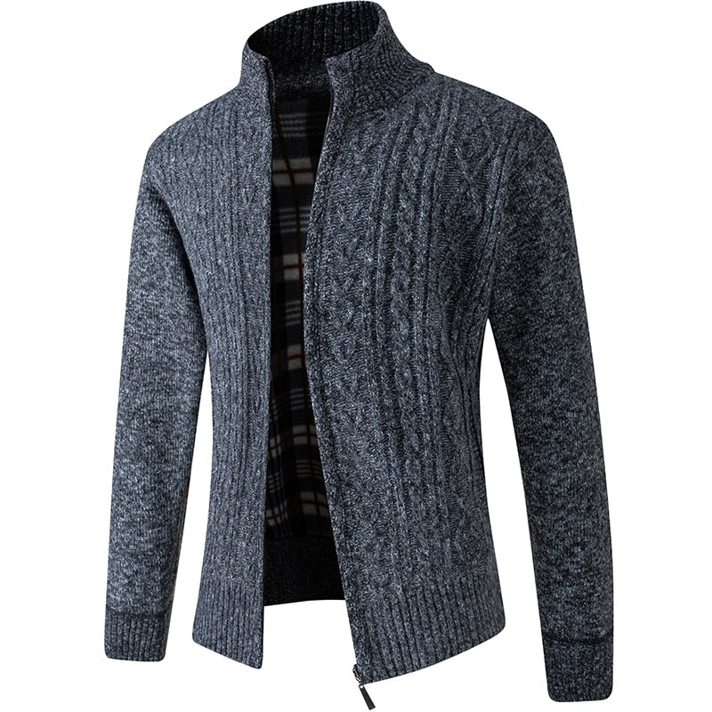Textured collared zip-up jacket with pockets and a ribbed finish