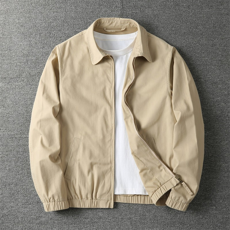 Collared Zip-Up Jacket with Pockets and Cuffs