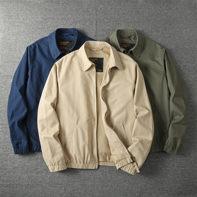 Collared Zip-Up Jacket with Pockets and Cuffs