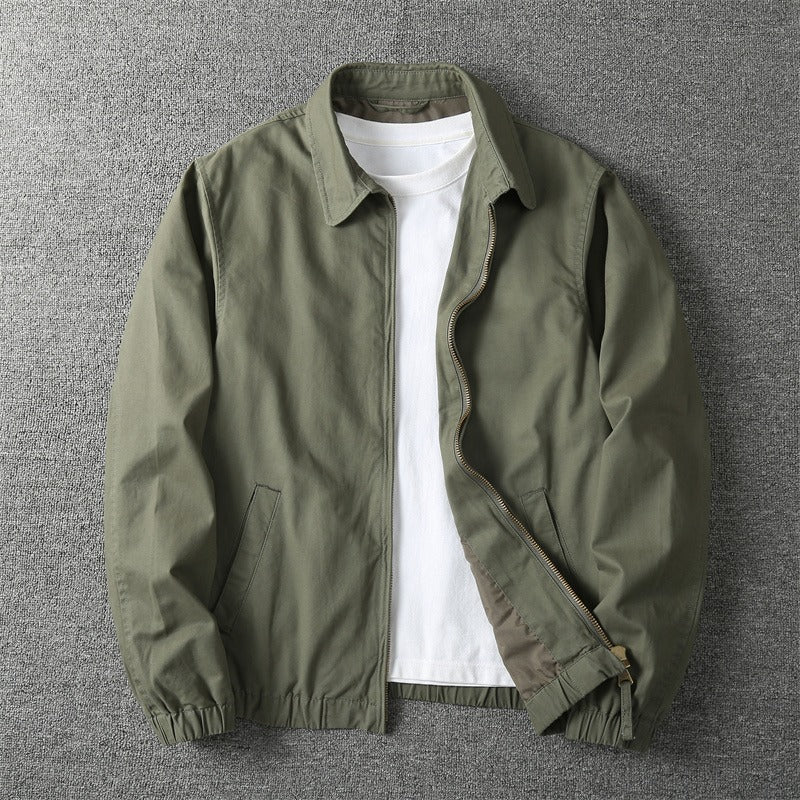 Collared Zip-Up Jacket with Pockets and Cuffs