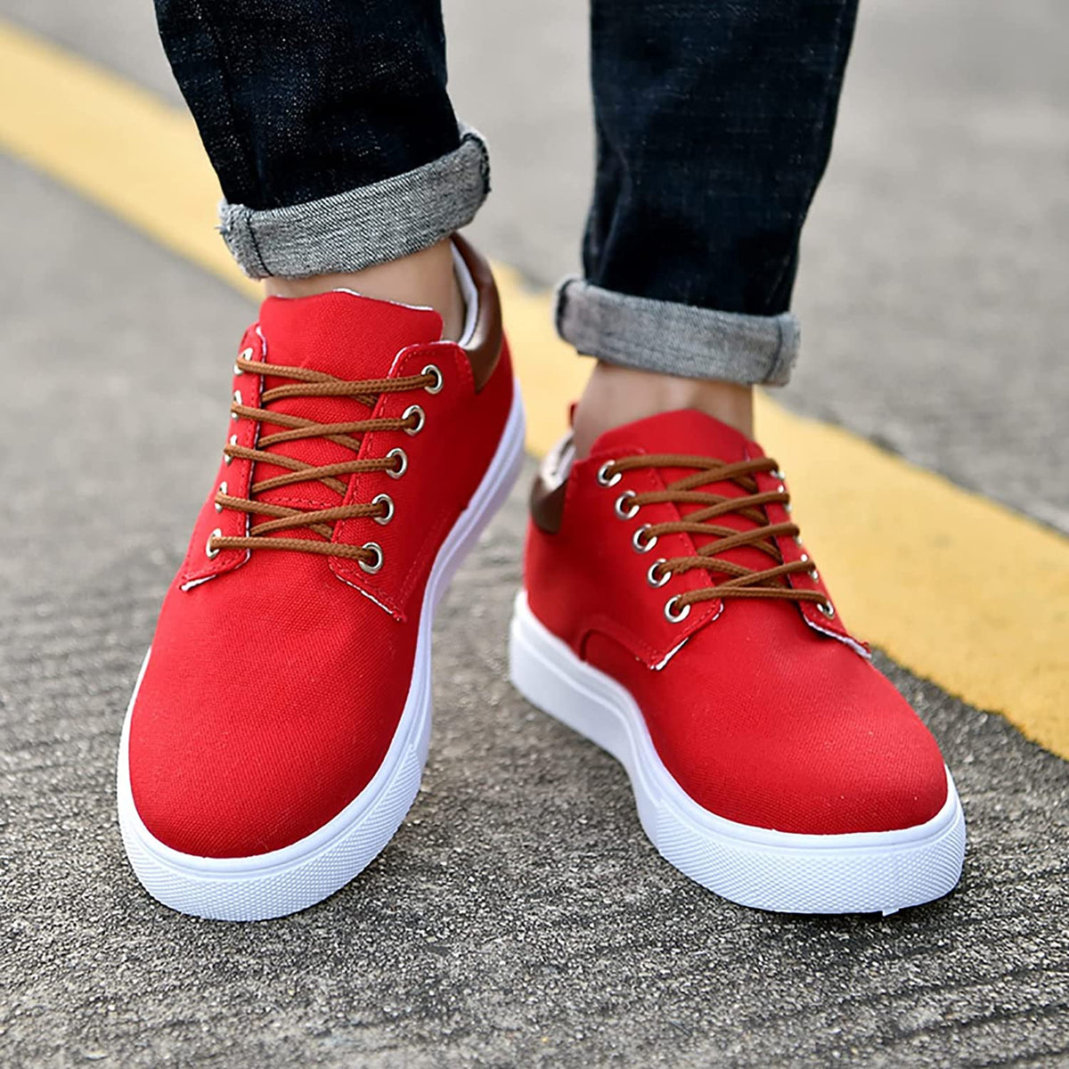 Sznurowane Sneakersy Męskie na Białej Podeszwie