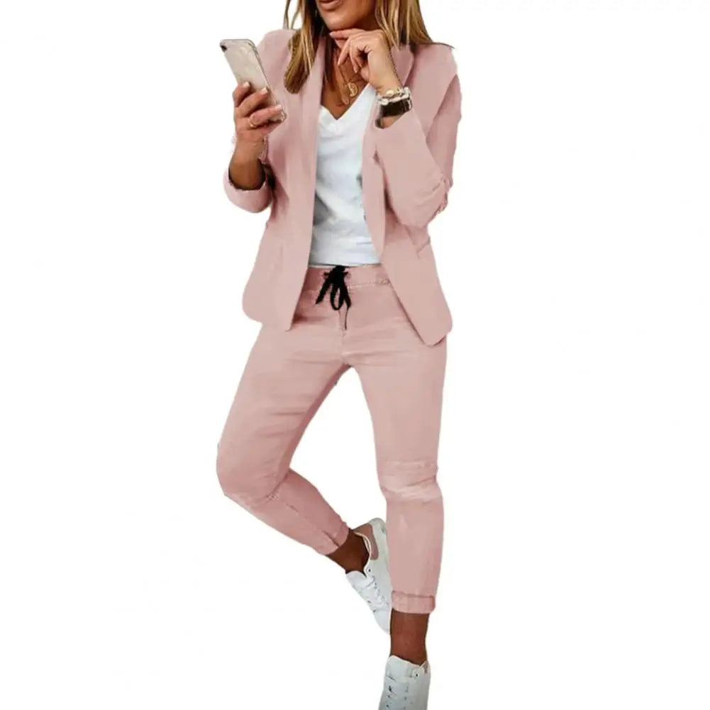 Structured Fitted Long-Sleeve Set with a Drawstring