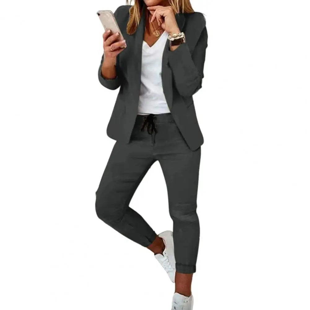 Structured Fitted Long-Sleeve Set with a Drawstring