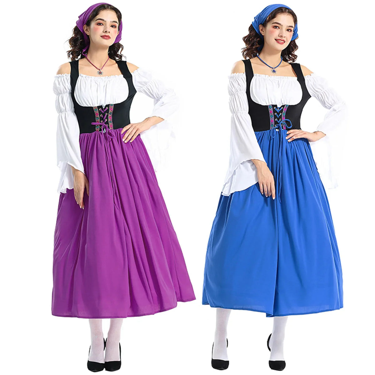 Bawarska Sukienka Dirndl z Odkrytymi Ramionami
