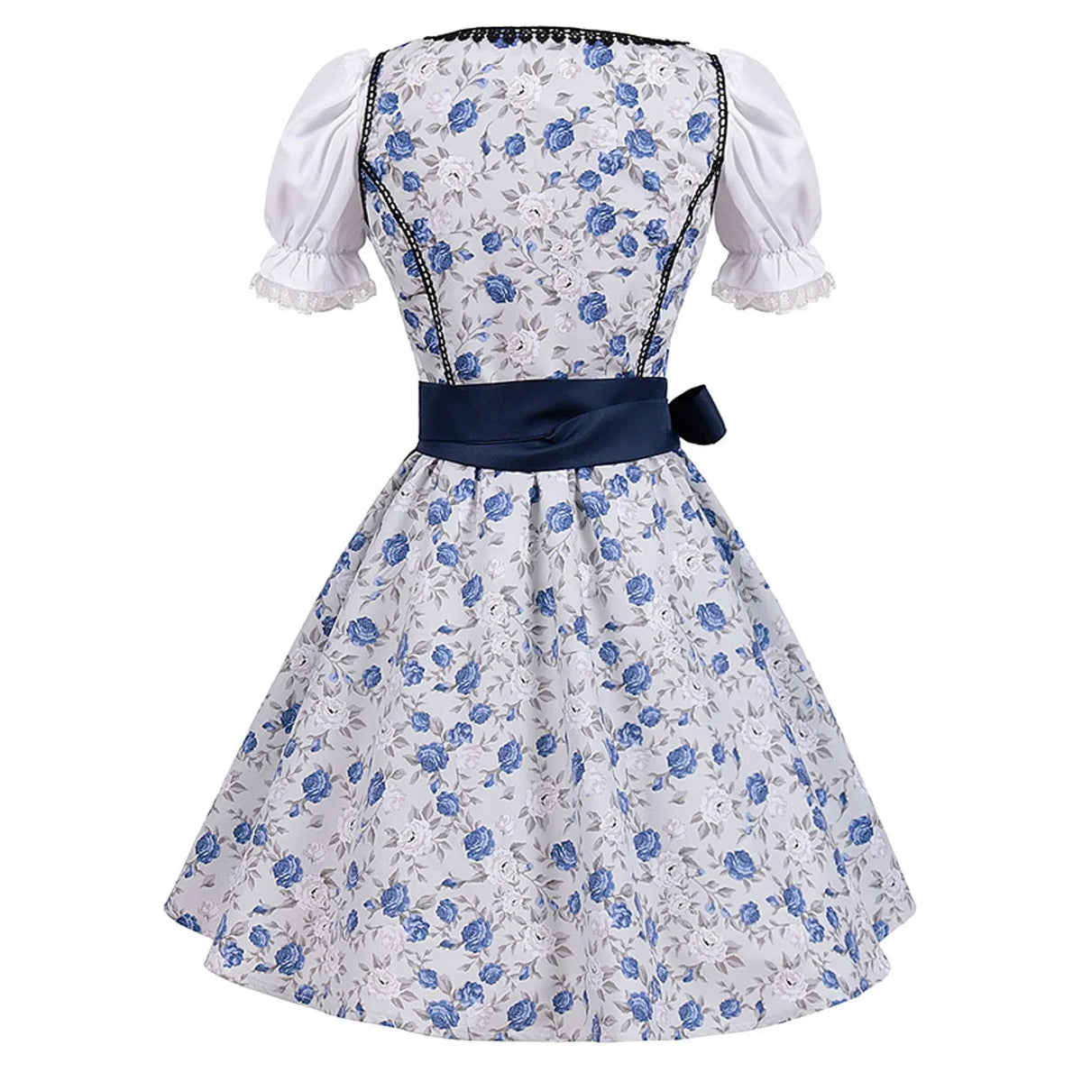 Sukienka Oktoberfest w Kwiaty z Sznurowaniem i Fartuszkiem Midi