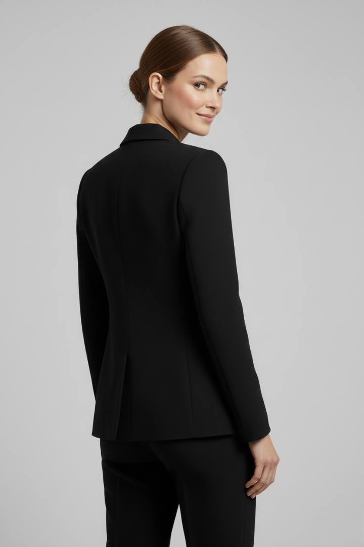 Structured Fitted Double-Breasted Blazer with Peak Lapels