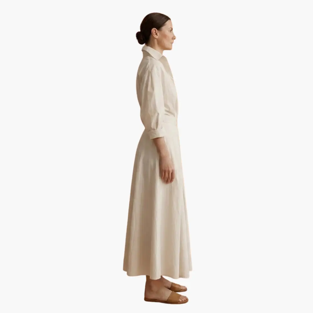 Collared Maxi Dress with Puff Sleeves