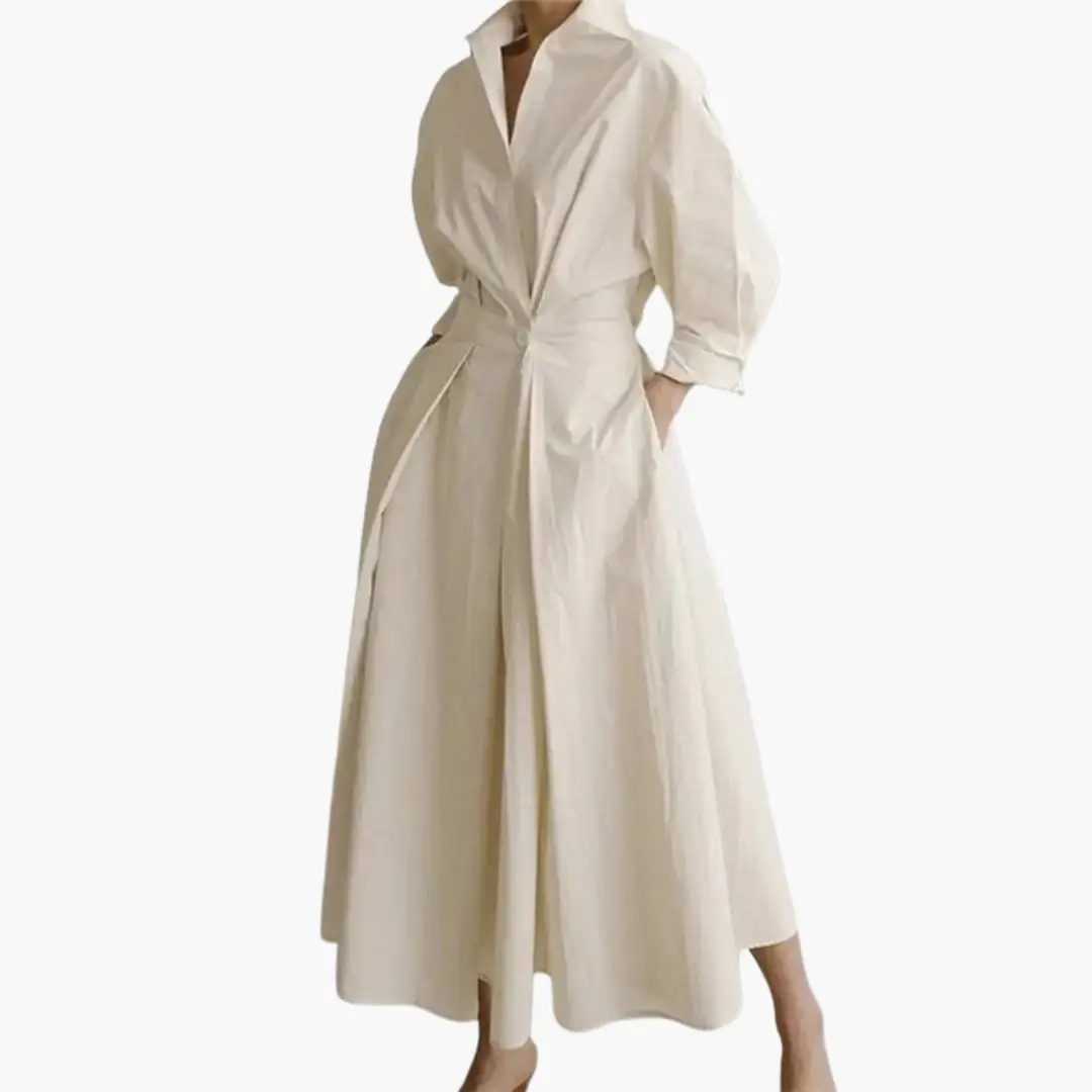 Collared Maxi Dress with Puff Sleeves