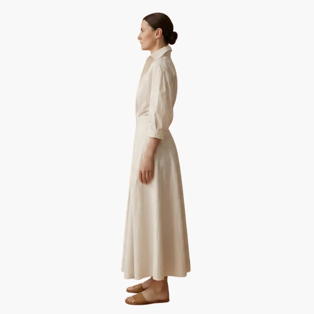 Collared Maxi Dress with Puff Sleeves