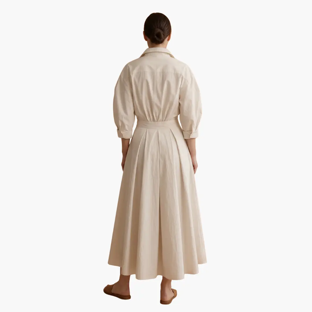 Collared Maxi Dress with Puff Sleeves