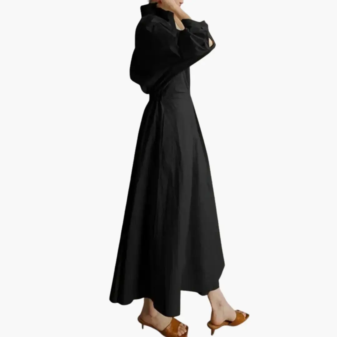 Collared Maxi Dress with Puff Sleeves