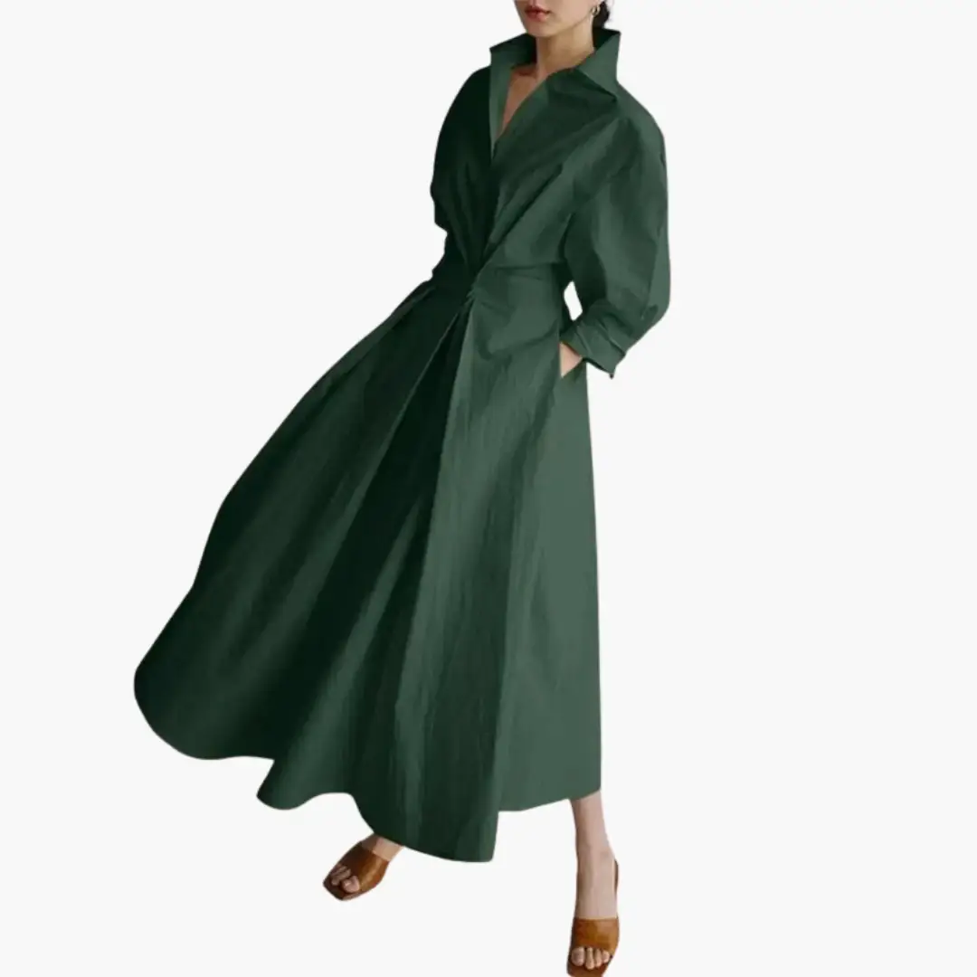 Collared Maxi Dress with Puff Sleeves