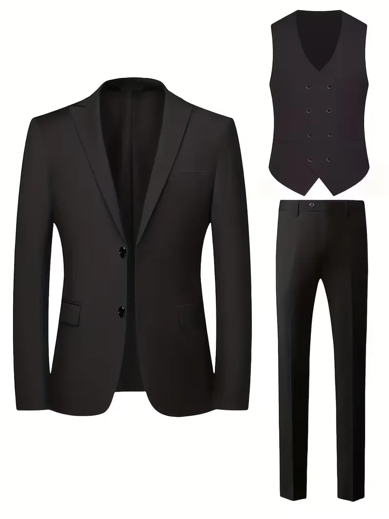 Trzyczęściowy Garnitur Slim Fit z Kamizelką Dwurzędową dla Mężczyzn