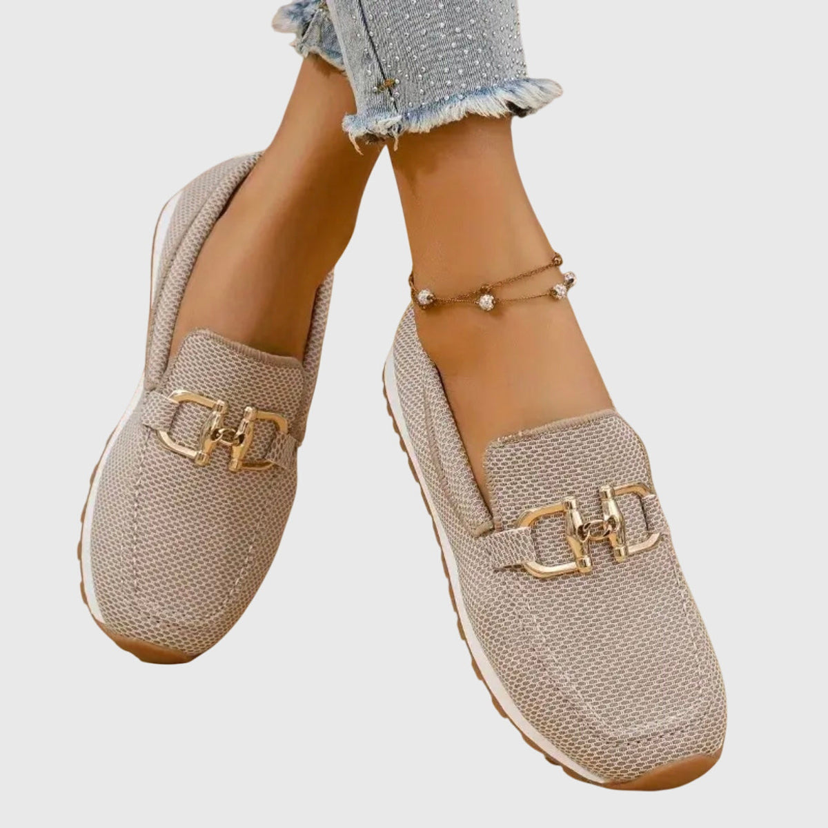 Niskie Obcasy Slip On Teksturowane Mokasyny