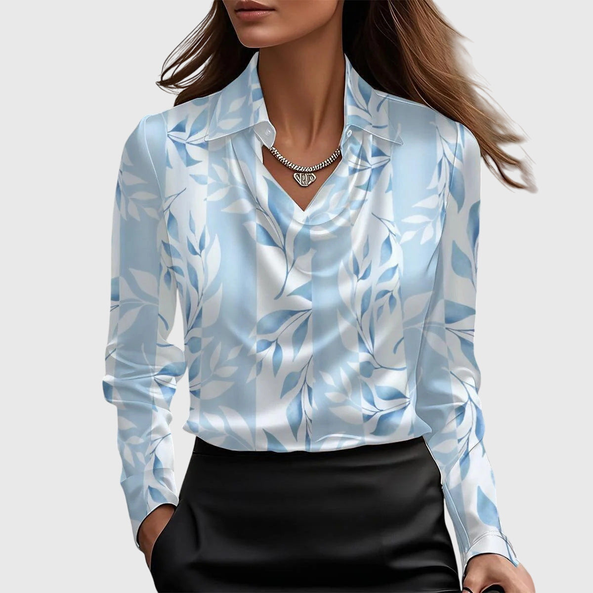 Women's Blouse with a Draped Collar