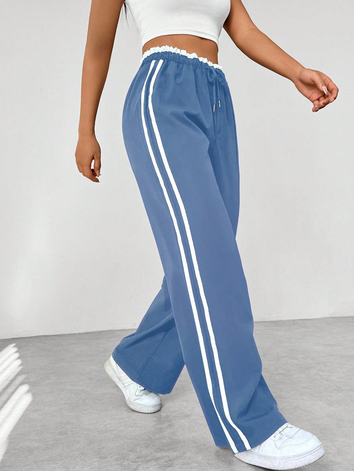 Drawstring Pants with Side Stripes