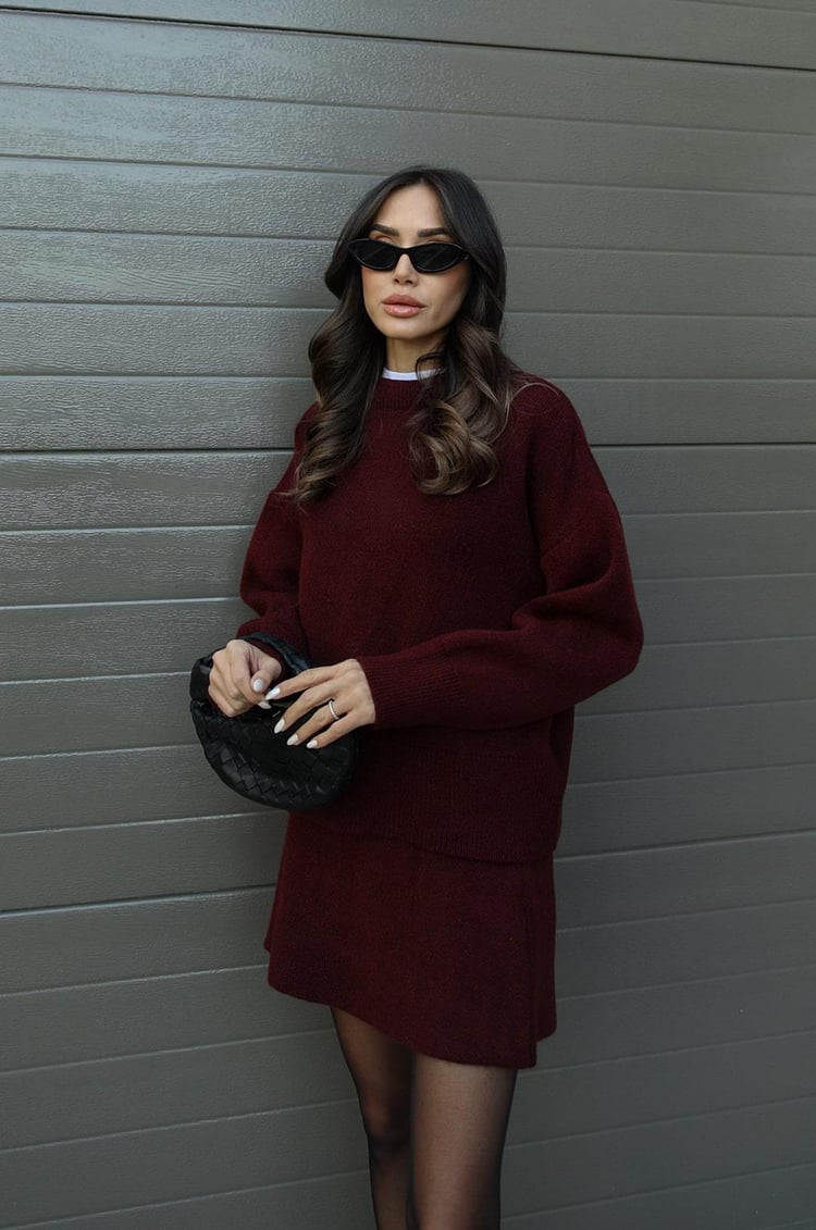 Sweter Oversize i Spódnica Mini Zestaw dla Kobiet