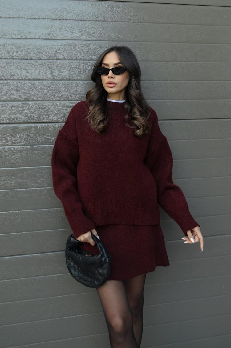 Sweter Oversize i Spódnica Mini Zestaw dla Kobiet
