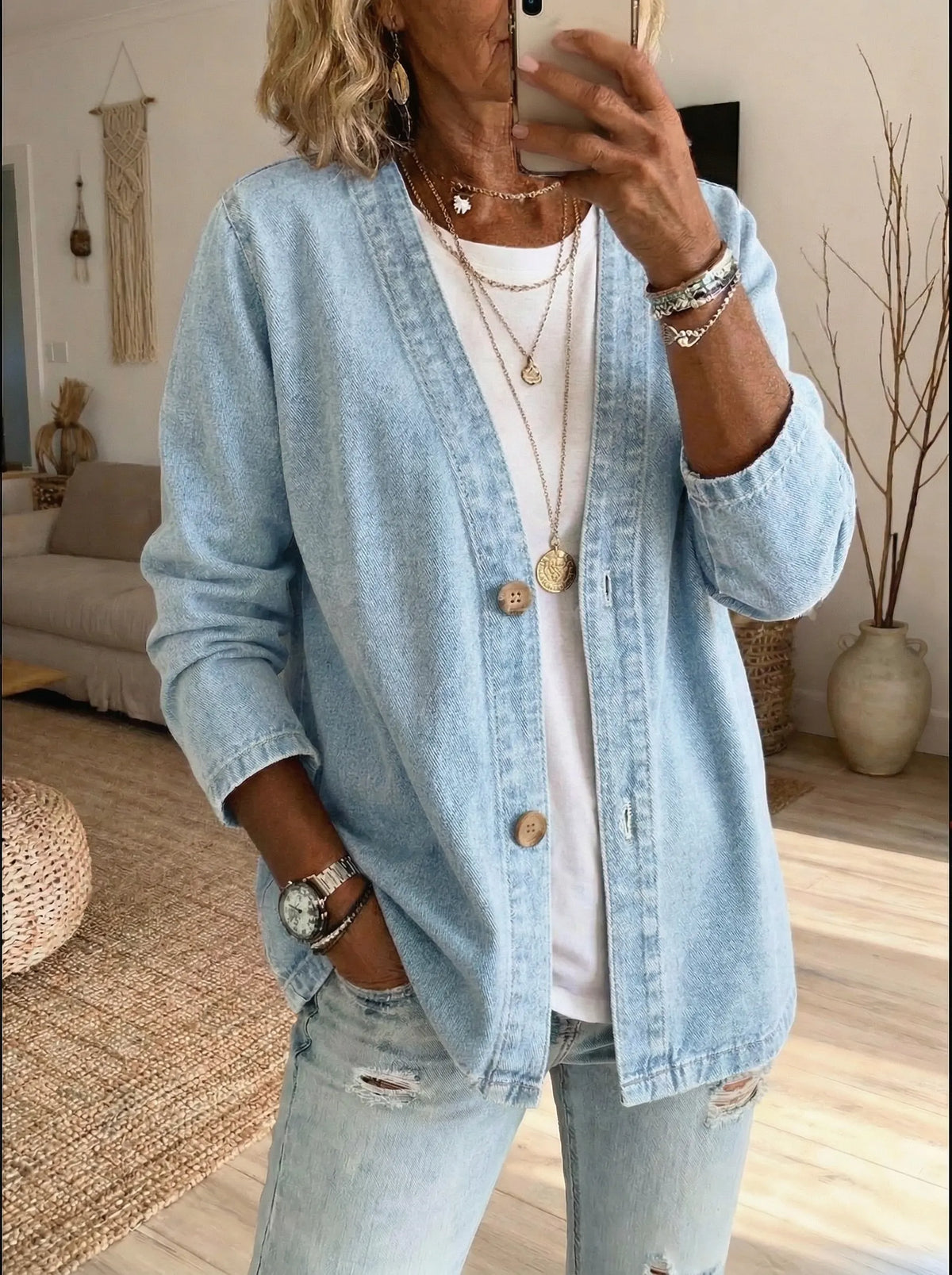 Textured cardigan with buttons and dropped sleeves