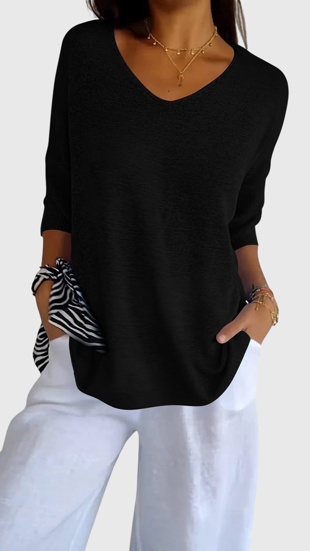 Oversized Three-Quarter-Sleeve Blouse